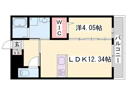 ウエスト ポート(1LDK/1階)の間取り写真