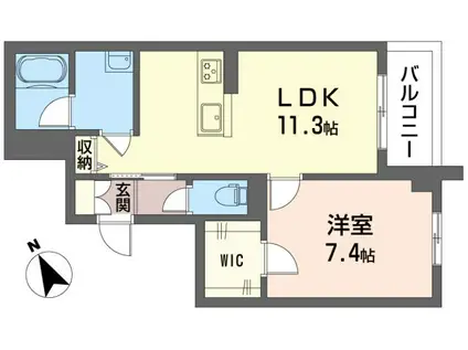 ラ・メゾンドール(1LDK/4階)の間取り写真