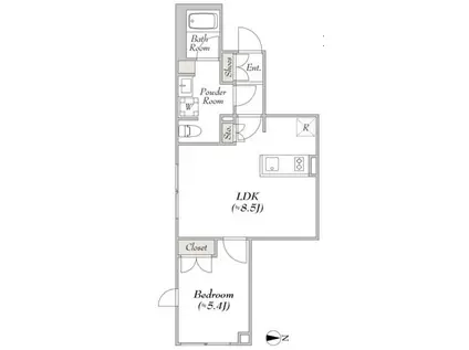 ジョイアスガード代々木(1LDK/5階)の間取り写真