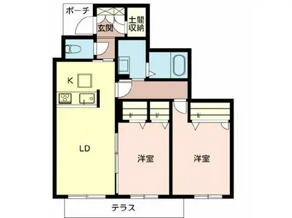 シャーメゾン ミリアン(2LDK/1階)の間取り写真
