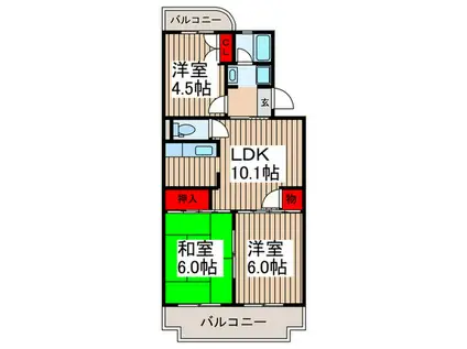 サニーサイド(3LDK/3階)の間取り写真