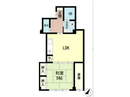 冠木ビル(1LDK/1階)の間取り写真