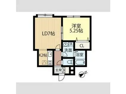 ブルークリスタル66(1LDK/3階)の間取り写真
