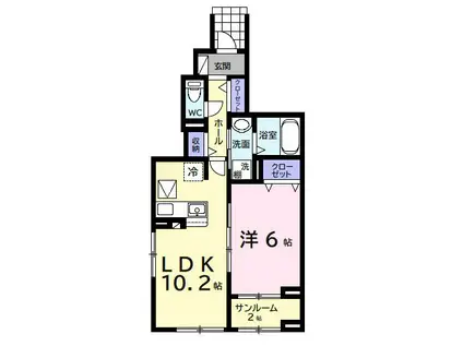 アヴァンセIII(1LDK/1階)の間取り写真