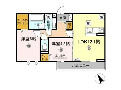 トリシアテラス(2LDK/1階)の間取り写真