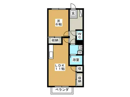 グランデール多田(1LDK/2階)の間取り写真