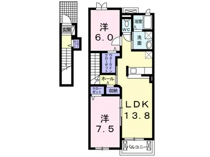 ヴィティス・ハイツ(2LDK/2階)の間取り写真