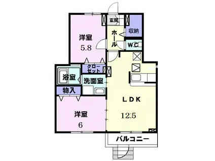 グラン フルール(2LDK/1階)の間取り写真