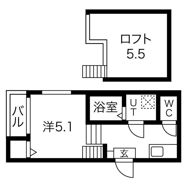 アルファ グランデ(1K/2階)の間取り写真