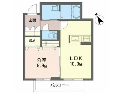 RM3 C(1LDK/3階)の間取り写真