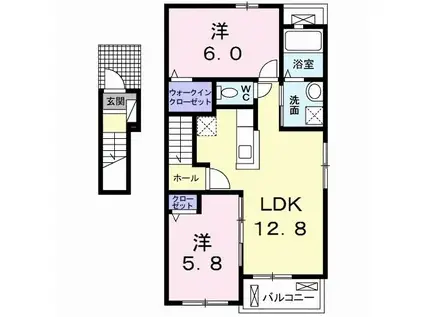 アバンツァートII(2LDK/2階)の間取り写真