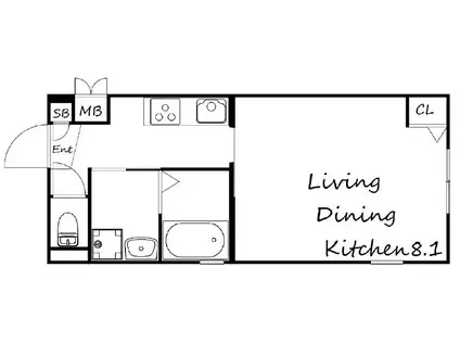 ブロンテ相生(1K/1階)の間取り写真