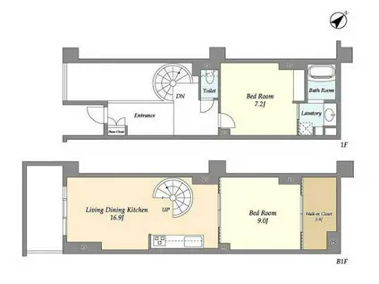 HF目黒行人坂レジデンス(2LDK/1階)の間取り写真