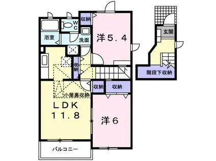シャルマン城南A(2LDK/2階)の間取り写真
