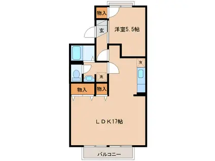 レジデンス21TH(1LDK/1階)の間取り写真