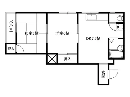 塩川第8ビルハイツオサム(2DK/3階)の間取り写真