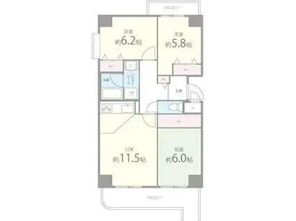 プライムヒル藤井寺(3LDK/1階)の間取り写真