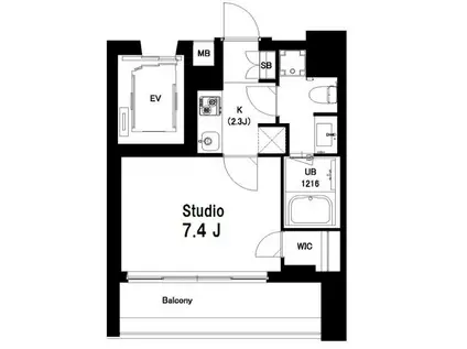 中目黒ウエスト(1K/8階)の間取り写真