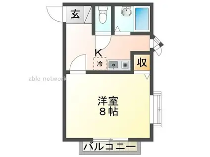 メビウスゆたか(1K/2階)の間取り写真