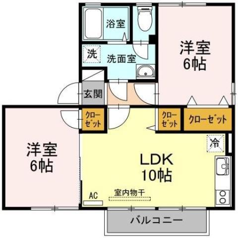 サニークレストA(2LDK/1階)の間取り写真