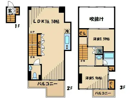 ROKA TERRAZZA(2LDK/5階)の間取り写真
