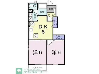 フラン・アンジュ(2DK/1階)の間取り写真