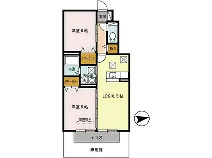 カーサ・ステラ西浜(2LDK/1階)の間取り写真