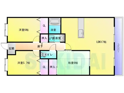 OTOGIKU (3LDK/3階)の間取り写真