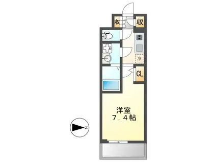エスリード金山プルミエ(1K/9階)の間取り写真