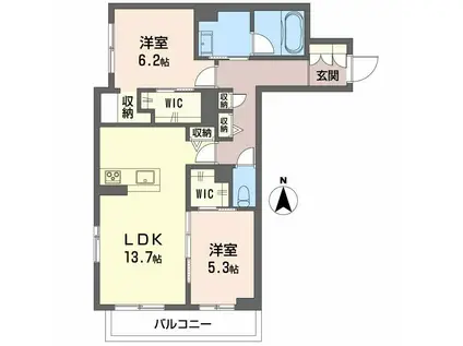 ティターニア(2LDK/2階)の間取り写真