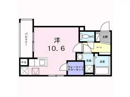 ヒカルサ神戸王塚台I(ワンルーム/1階)の間取り写真