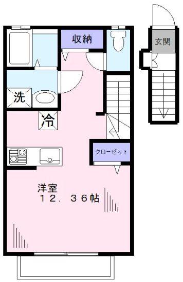 ジュエルコート白糸台(ワンルーム/2階)の間取り写真
