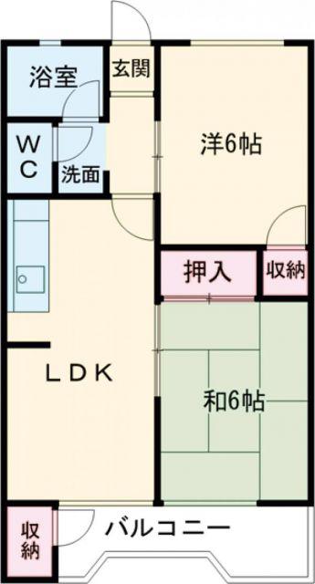 レオパレスII(2LDK/1階)の間取り写真