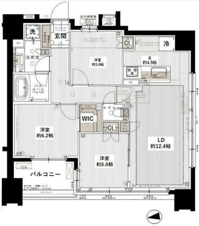 ライオンズ府中駅前(3LDK/9階)の間取り写真