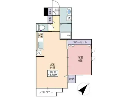 フローリッシュ大久保II(1LDK/3階)の間取り写真