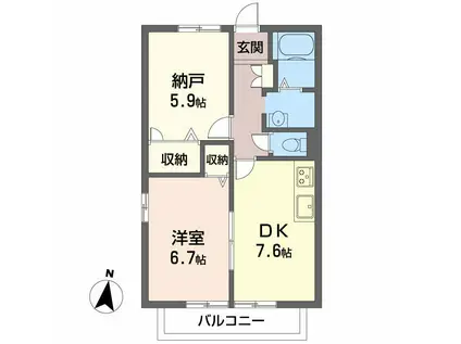 パークハイツ大東(1SLK/1階)の間取り写真