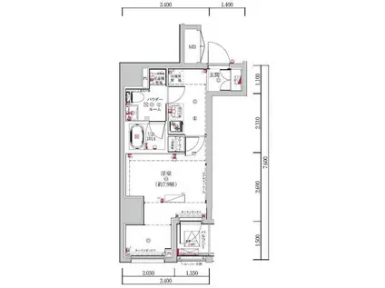 LUMEED勝どき(1K/4階)の間取り写真