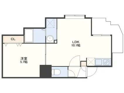 ファースト・ステージ岩見(1LDK/11階)の間取り写真