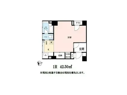 バンビル(ワンルーム/3階)の間取り写真