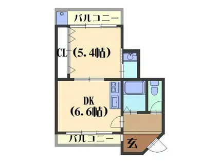 山田ビル(1DK/3階)の間取り写真
