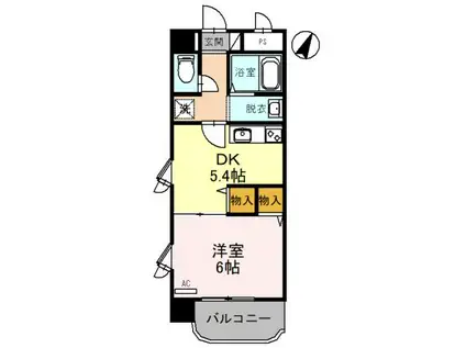 ウエスト VILLA(1DK/2階)の間取り写真