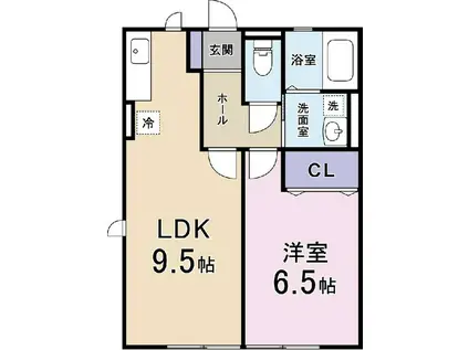 レスポワールA(1LDK/1階)の間取り写真