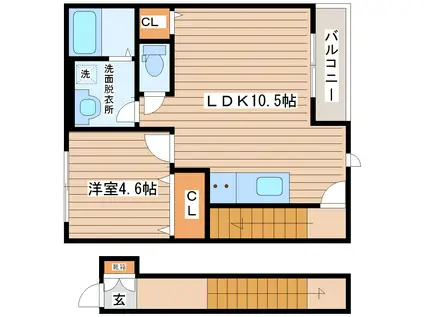 メゾン・ド・プレジール太子堂(1LDK/2階)の間取り写真