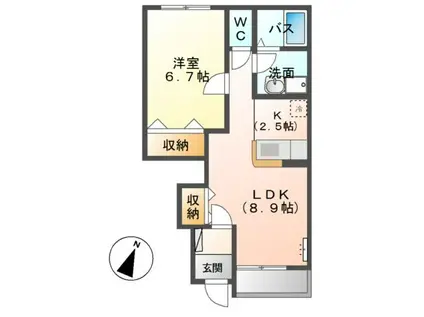 ビビエンダ(1LDK/1階)の間取り写真