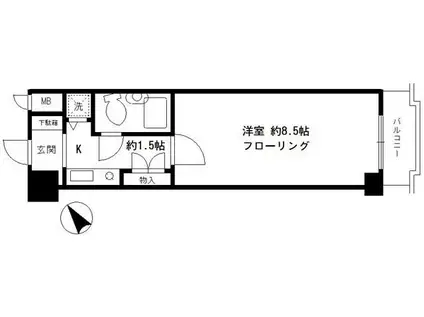 ZAMAエンゼルハイム北千住(1K/4階)の間取り写真