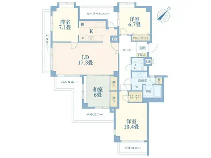 モア・クレスト玉川学園II(4LDK/5階)の間取り写真