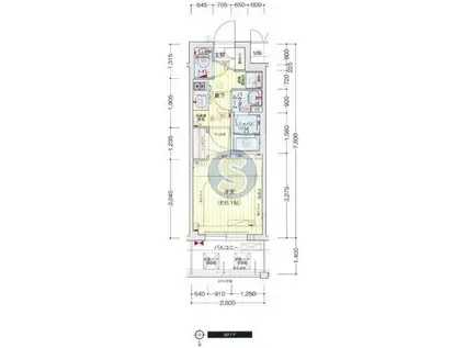 プレサンス新町ウィズ ジョイ(1K/12階)の間取り写真