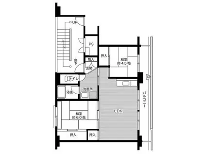 ビレッジハウス越路1号棟(2LDK/4階)の間取り写真