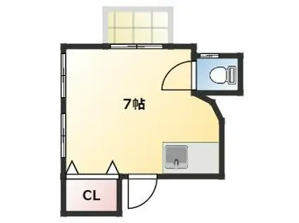 瀧口アパートV(ワンルーム/2階)の間取り写真