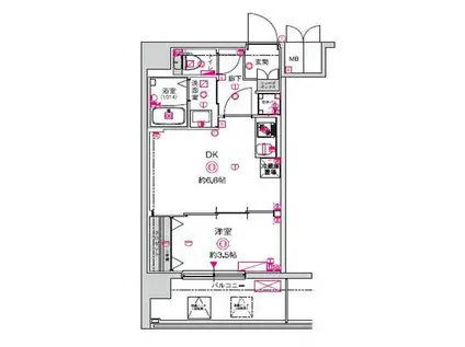 CREST TAPP 天王寺イースト(1DK/6階)の間取り写真
